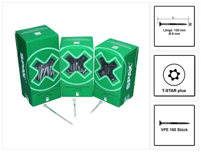 Produktbild von Spax Justierschraube Flako 6 x 120 T-STAR+ T30 4CUT Spitze Wirox 100 Stk
