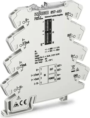 Produktbild von WAGO Trennverstärker;Strom- und Spannungseingangssignal;bipolares Strom- und Spannungsausgangssignal 857-403