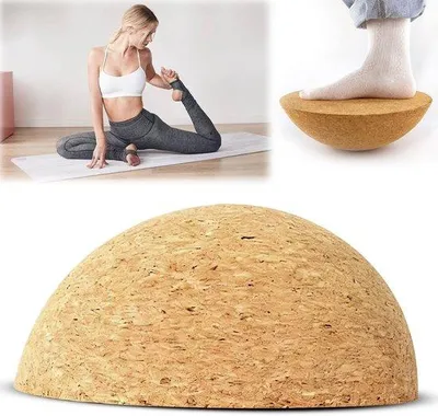 Image de Planche d'équilibre en liège - Liège durable - Idéale pour le yoga et le fitness - Pour une salle de sport à domicile