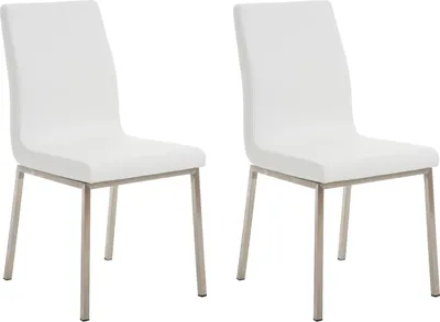 Produktbild von CLP 2er Set Esszimmerstühle Colmar Edelstahlgestell weiß