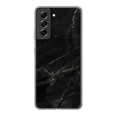 Produktbild von MuchoWow® Handyhülle Schutzhülle Hülle für Samsung Galaxy S21 FE Marmor - Schwarz - Gold - Chic - Marmoroptik - Design Silikon Softcase Handy Hülle - Mobiltelefonhülle