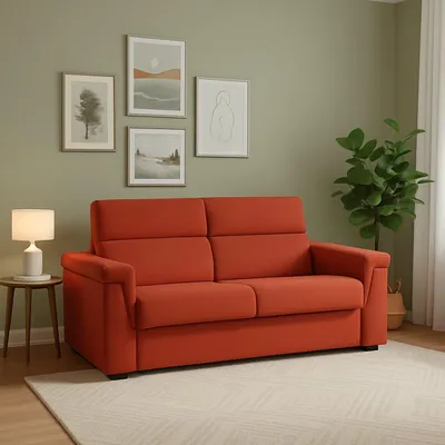 Immagine prodotto di Brusasco - Divano Letto 2 Posti, 205x95 cm Arancione, Sfoderabile Italy