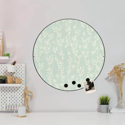 Produktbild von Design Stahlmagnettafel Schwarz Rund 47cm Vintage Ranke