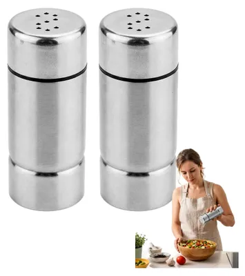 Produktbild von 2 Stück Gewürzstreuer aus Edelstahl, Mini Salzstreuer für unterwegs, ideal für Camping und Grillabende