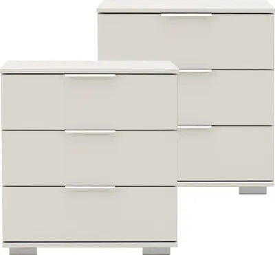 Produktbild von Schlafzimmer 2er Set Nachttisch Nachtschrank, auch für Boxspringbetten geeignet, in weiß ELSTRA-43, B/H/T ca. 52/58/38 cm