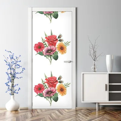 Produktbild von Dekorative Türposter Klebefolie selbstklebend Wandaufkleber Blumenstrauß Garten 77 x 200 cm