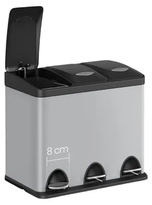 Produktbild von Küchenabfallbehälter 3 x 8 l – kompakt – Stahl & Kunststoff – 47 x 28 x 39,5 cm