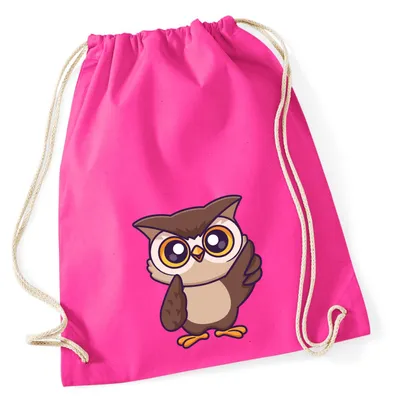 Produktbild von Huuraa Turnbeutel Eule Comic 12 Liter Fuchsia Baumwolle Rucksack Geschenkidee