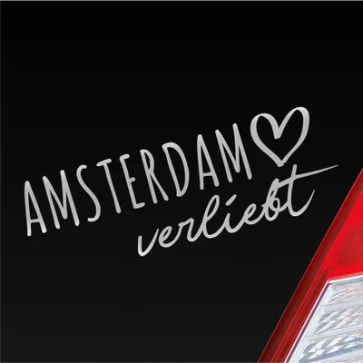 Produktbild von Auto Aufkleber Amsterdam verliebt Holland Herz Stadt Heimat Liebe Car 19x7 cm Silber Sticker Heckscheibenaufkleber