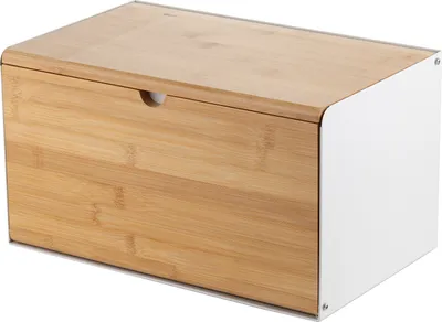 Produktbild von FLORINA Brotkasten BRUSTO 35,5 x 21,5 x 19,5 cm I Brotbox aus Stahl und Bambus-Deckel I Geräumiger und moderner Brotbehälter I Brotaufbewahrung Länger Frisch I Brotdose für Küche I Farbe: Weiß