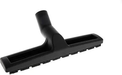 A black vacuum cleaner floor brush attachment with bristles.