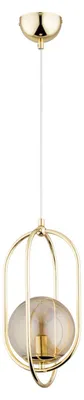 Produktbild von Hängelampe Metall Glas H: max. 95 cm in Gold Bernstein E14 Kugel Schirm Modern