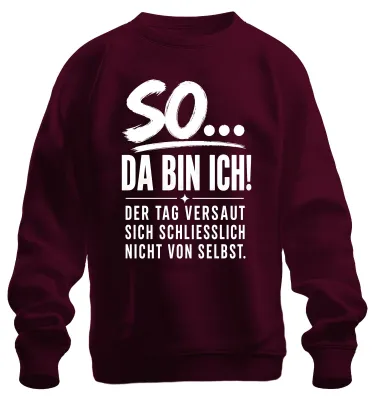Zdjęcie produktu dla "Nie psuj sobie dnia! Bluza z ironicznym napisem 'Statement', kolor burgundzki, rozmiar XXL."