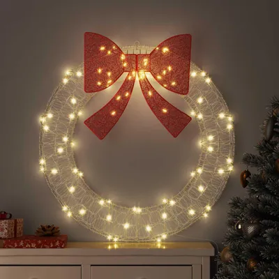 Zdjęcie produktu dla vidaXL Wianek z 80 diodami LED Ciepła biel 92 x 92 x 9,5 cm Akryl