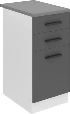 Produktbild von Belini Unterschrank Küche, Küchenunterschrank 40 cm Breite. SDSZ Küchenunterschrank mit Arbeitsplatte. Küchenschrank mit Schubladen, Silber matt