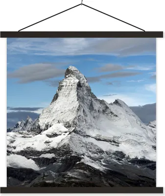 Produktbild von MuchoWow® Textilposter Wolken über dem Matterhorn in der Schweiz 90x90 cm mit schwarzem Rahmen - Magnetisches