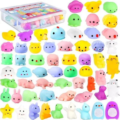 Produktbild von Squishies, Kawaii, weiche Silikonspielzeuge, Anti-Stress-Set mit 60 Stück