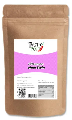 Produktbild von Tasty Pott Pflaumen getrocknet ohne Stein - im Beutel - 1 Beutel
