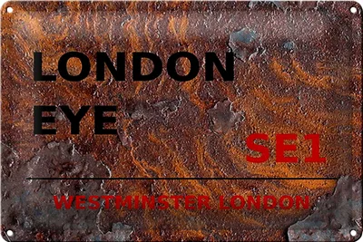 Produktbild von Blechschild London 40x30cm Westminster London Eye SE1 Rost