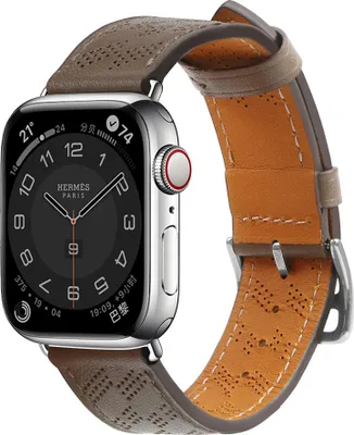 Zdjęcie produktu dla Strap Leather skórzany pasek Apple Watch SE, 9, 8, 7, 6, 5, 4, 3, 2, 1 (41, 40, 38 mm) opaska bransoleta ciemnobrązowy