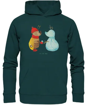 Produktbild von Mr. & Mrs. Panda Sweathoodie Nachtfalter Schneemann Größe L - Lime Green - Geschenk, Pulli, Hoody, Pullover, Weihnachtsgruß, Weihnachten, Hoodie, Winter, Sweatshirt