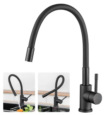 Produktbild von Küchenarmatur flexibel 360° drehbar Hochdruck Edelstahl schwarz Einhebelmischer