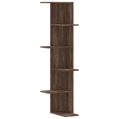 Obrázek produktu pro vidaXL Rohová nástěnná police hnědý dubový vzhled 36,5x36,5x140 cm materiál na bázi dřeva