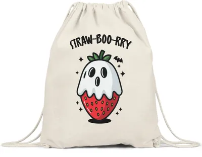 Produktbild von Straw-Boo-rry Erdbeermotiv Turnbeutel Geschenkidee Halloween Zombie Geist