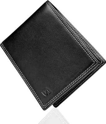 Produktbild von SERASAR | Ledergeldbörse [Space] mit Schwarz/Weiß Leather | Farbe: Schwarz/Weiß | Länge: 12.5cm