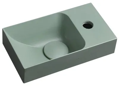 Productafbeelding van Sapho PICCOLINO betonnen wasbak, 30,8x17 cm, met rechter kraan, groen, mat