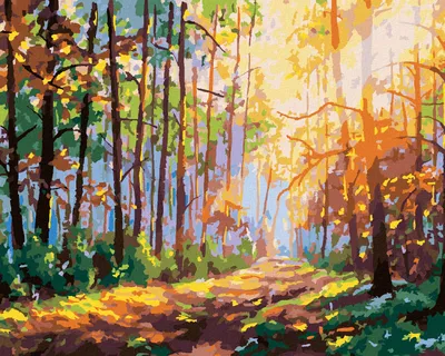 Image de Zuty - Peinture par numéros - FORÊT ET REFLET DU SOLEIL, 40 x 50 cm, sans cadre et sans toile tendue