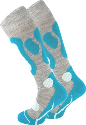 Produktbild von Cotton Prime® 2 Paar Skisocken mit Spezialpolsterung Skistrümpfe 35-38 türkis/grau