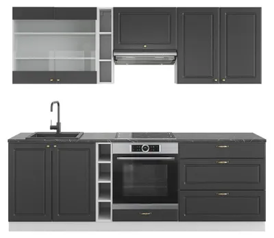 Image de Cuisine Vicco Fame-Line Anthracite-or/blanc 235cm , PT Anthracite, Model 42548