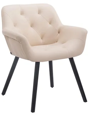 Produktbild von CLP Besucherstuhl Cassidy Kunstleder mit Armlehne creme Gestell Farbe schwarz