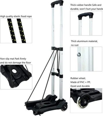 Produktbild von Famanu Plattformwagen faltbar mit höhenverstellbarem Handgriff - Tragkraft bis 40 kg - PolyurethanRädern