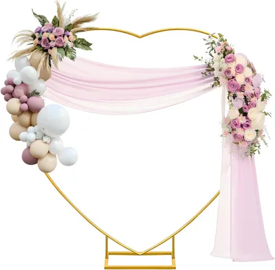 Produktbild von Hochzeitsbogen, Goldener Herz Metallrahmen, Herzförmiges-Hintergrundständer, 2M Ballonbogen für Hochzeit, Geburtstagsfeier, Jubiläum