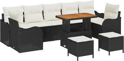 Zdjęcie produktu dla vidaXL Sofa ogrodowa z poduszkami 10 szt. czarno-kremowa