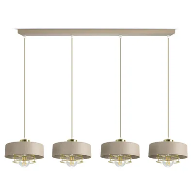 Obrázek produktu pro Luxolar závěsné svítidlo béžově zlaté 4 plameny E27 LED 60W - moderní závěsné svítidlo s kovovým drátěným krytem - stropní svítidlo do obývacího pokoje