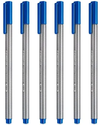 Produktbild von STAEDTLER 334 Triplus Fineliner mit superfeiner Spitze, 0,3 mm, Blau, 6 Stück