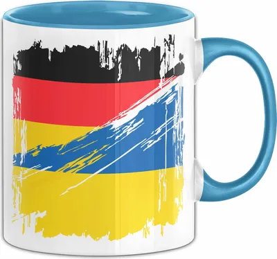 Produktbild von Ukraine Deutschland Flagge Halb Deutscher Halb Ukrainer Fußball Germany 2024 Europa Ukrain (Blau)