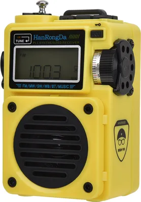 Produktbild von HRD-701 Tragbarer Multimedia-Musikplayer, Vollband-Broadcast-Radio/Bluetooth/Unterstützung für TF-Kartenwiedergabe mit Antenne, eingebauter 1000-mAh-Akku, Gelb