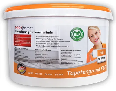 Produktbild von Tapetengrund ELF PROFHOME Grundierung für Innenwände weiß 10 L max. 100 qm