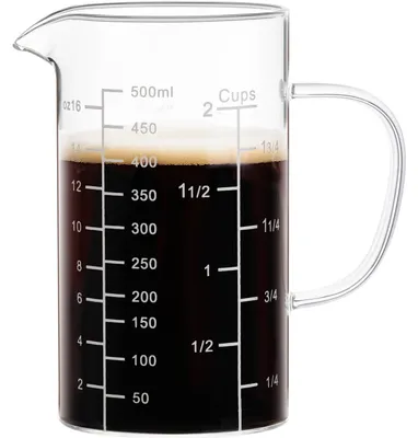 Produktbild von Messbecher Glas 500ml mit 3 Skalen und V-Ausguss