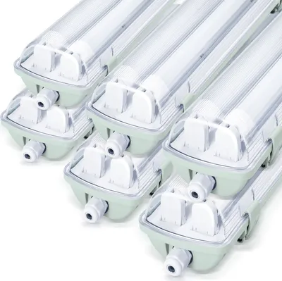 Immagine prodotto di Izrielar 6X LED luce bagno a prova di umidità Lampada tubo vasca seminterrato 120cm 2 x 18W tubo T8 Bianco freddo 6500K IP65
