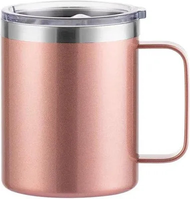 Immagine prodotto di Tazza termica isolata con coperchio, 473 ml, 16 oz, a doppia parete con manico, tazza da caffè a prova di perdite per il campeggio, tazza da viaggio, tazza da birra, senza BPA