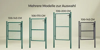 Produktbild von SONGMICS Gartentor, Gartentür, verzinkter Stahl, abschließbar, 106 x 150 cm, grün