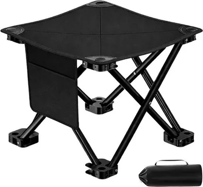 Produktbild von Ultiluxe Campingkrug - Aufklappbare Mini-Klappstuhl - 33 cm - Mit Seitentasche - Schwarz