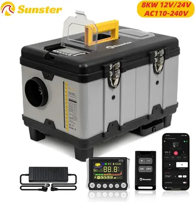 Produktbild von TB10 Standheizung - Diesel Luftheizung - 8 kW - 12/24 V DC & 110–240 V AC - Bluetooth App & LCD - Integrierter 6 l Tank - Höhenmodus bis 5.500 m - Fernbedienung 30 m - Schwarz