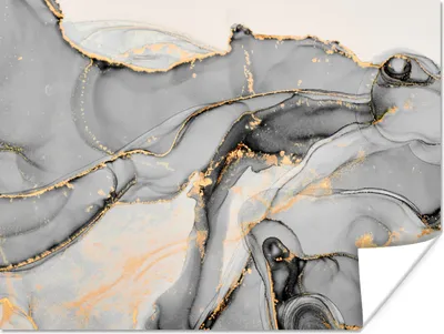 Produktbild von MuchoWow® Poster Marmor - Gold - Grau 120x90 cm - Wandbild