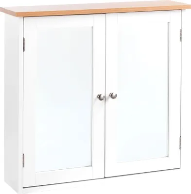 Produktbild von BELIANI Bad Spiegelschrank Weiß MDF 17 x 60 cm Wandmontage Skandinavischer Stil Modern Badaufbewahrung Badezimmer